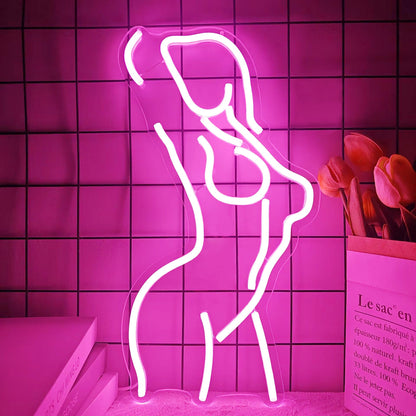 Ajoyferris Lady Back Neon Sign Dimmable LED Lady Sign Woman Neon Sign Sexy Lady Neon Signs for Bedroom Man Cave Bar Store Home Party Art Decor Gifts(16X11 inches,Blue)