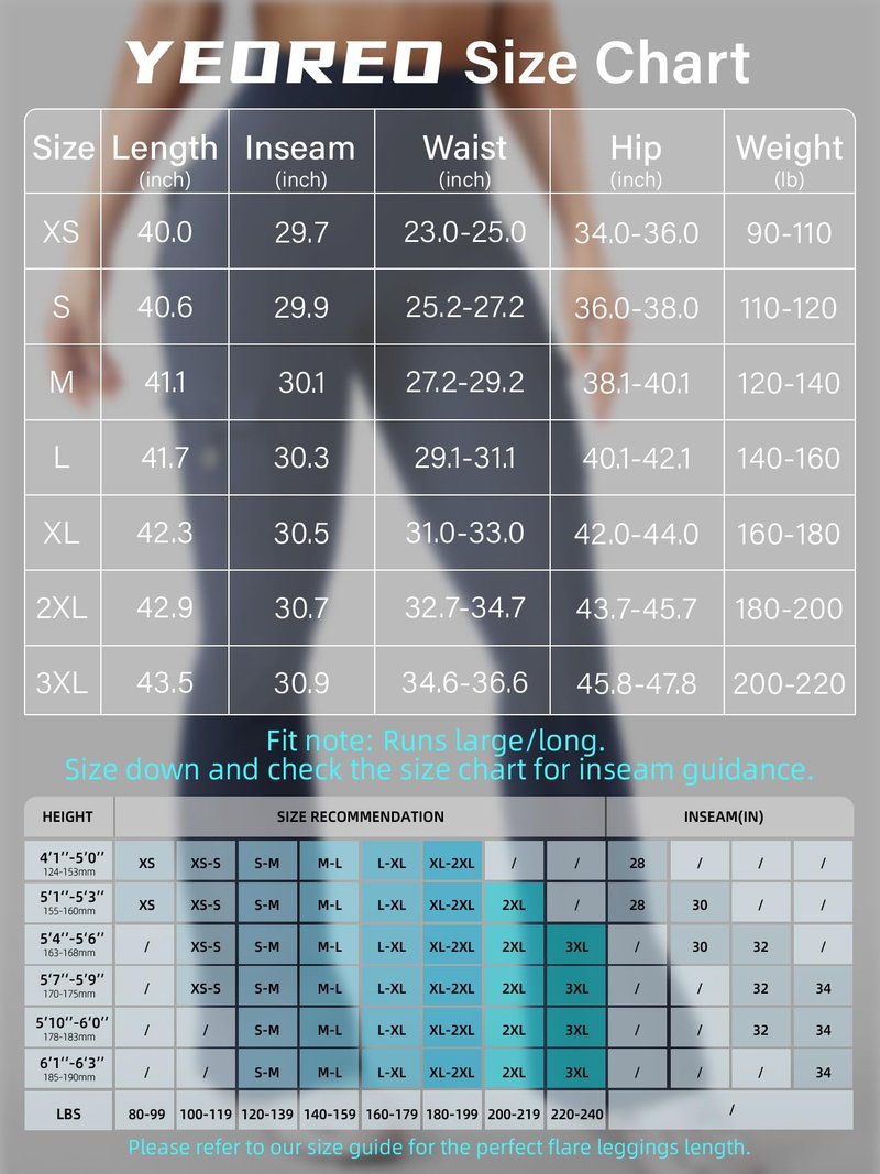 YEOREO CoreFlex Women Workout Flare Leggings with Pockets Hidden Scrunch High Waisted Cargo Gym Yoga No Front Seam Leggings Blue Navy S