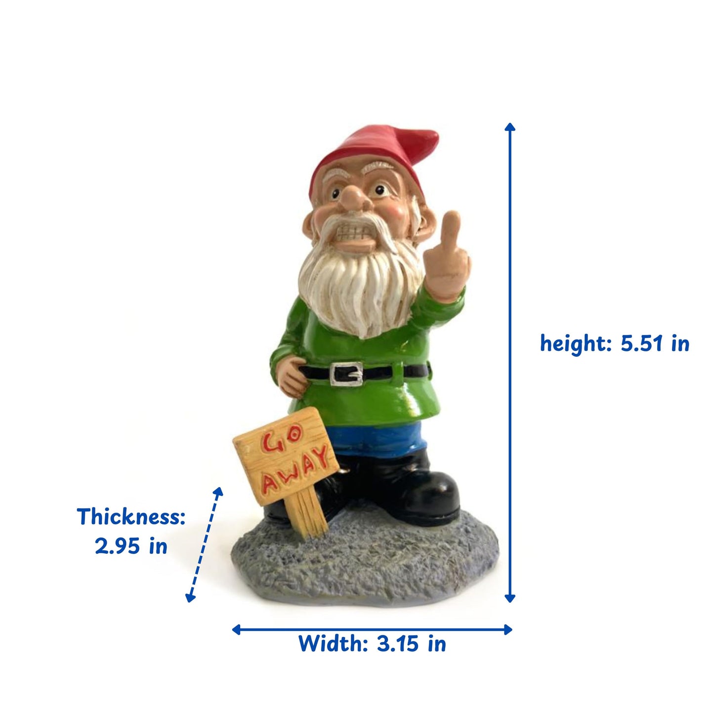 Go Away Gnome with Middle Finger, Gnome Flipping the Middle Finger, Garden Gnomes Decoration, Funny Gnomes Inappropriate, Christmas Lawn Ornaments, Outdoor Statues Decorations (Go Away, S)
