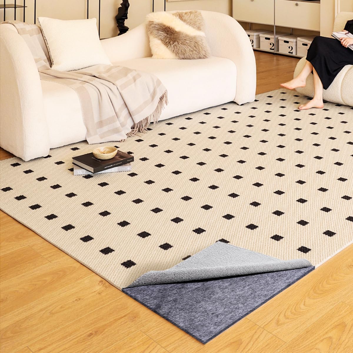 Extra Large Area Rug Cushioned Pad, 5x7 Ft 1/2”Thick Felt Pad for Hardwood Floors, Keeps Rug in Place Soft