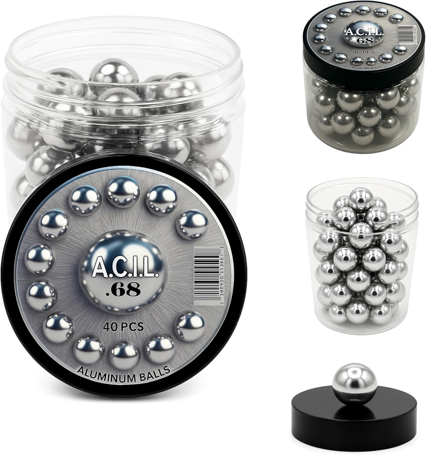 Premium Aluminium Balls .68 Cal. Solid Resuable Paintballs Powerballs for Target Practice, Training and Defense Pistols in 68 Caliber (40 pcs)