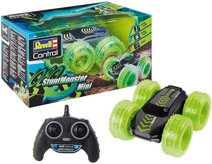 Revell Control 23509 RC Car Stunt Monster 1080 Mini 2.4GHz 4WD 4WD with Rollover Function Reversible tire with LED Remote Controlled car 24cm