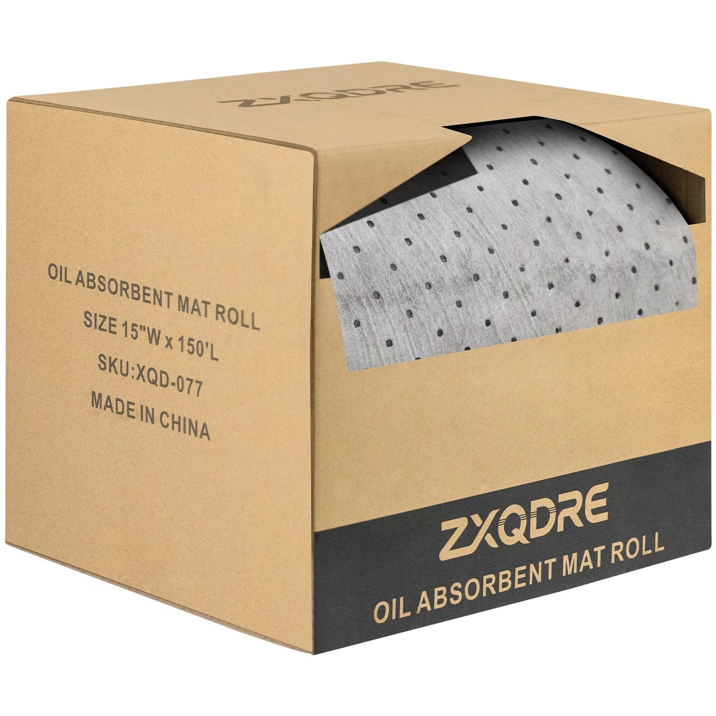 ZXQDRE Oil Absorbent Pads Roll 15" x150', 6 oz Heavy Duty Oil Absorbent Mat in a Dispenser Box, Industrial Spill Cleanup Absorbers for Leaks & Drips in Garage Workshop, All-Purpose Maintenance Mat