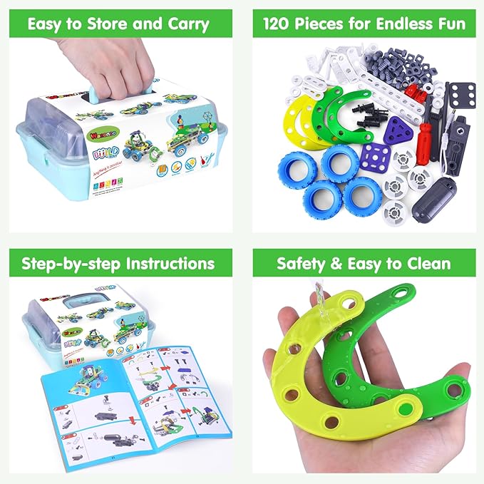10 in 1 STEM Toys for 4 5 6 7 8+ Year Old Boy Easter Birthday Gifts Building Toys for Kids Ages 4-8 5-7 6-8 Educational Stem Activities for Boy 4-6 8-10 Erector Set Construction Creative Games