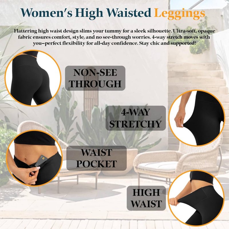 KEEPFAST Leggings for Women Tummy Control-Thick Buttery Soft High Waisted Workout Yoga Pants for Women with Inner Pocket Khaki