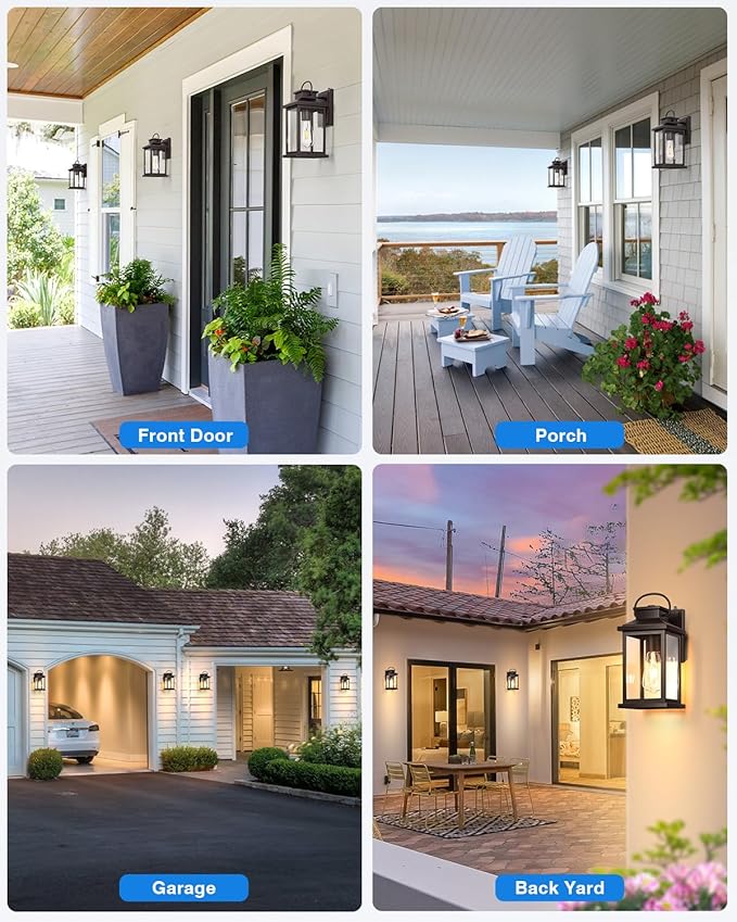 VIANIS Dusk to Dawn Outdoor Light Fixtures Wall Mount, Farmhouse Oil Rubbed Bronze Exterior Wall Sconce Lanterns Lighting for House, Waterproof Outside Front Door Light with Tempered Glass for Porch