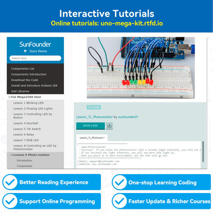 SunFounder Project The Most Complete Electronics Starter Kit Compatible with Arduino Mega 2560 R3 Mega328 Nano, 73 Tutorials Included