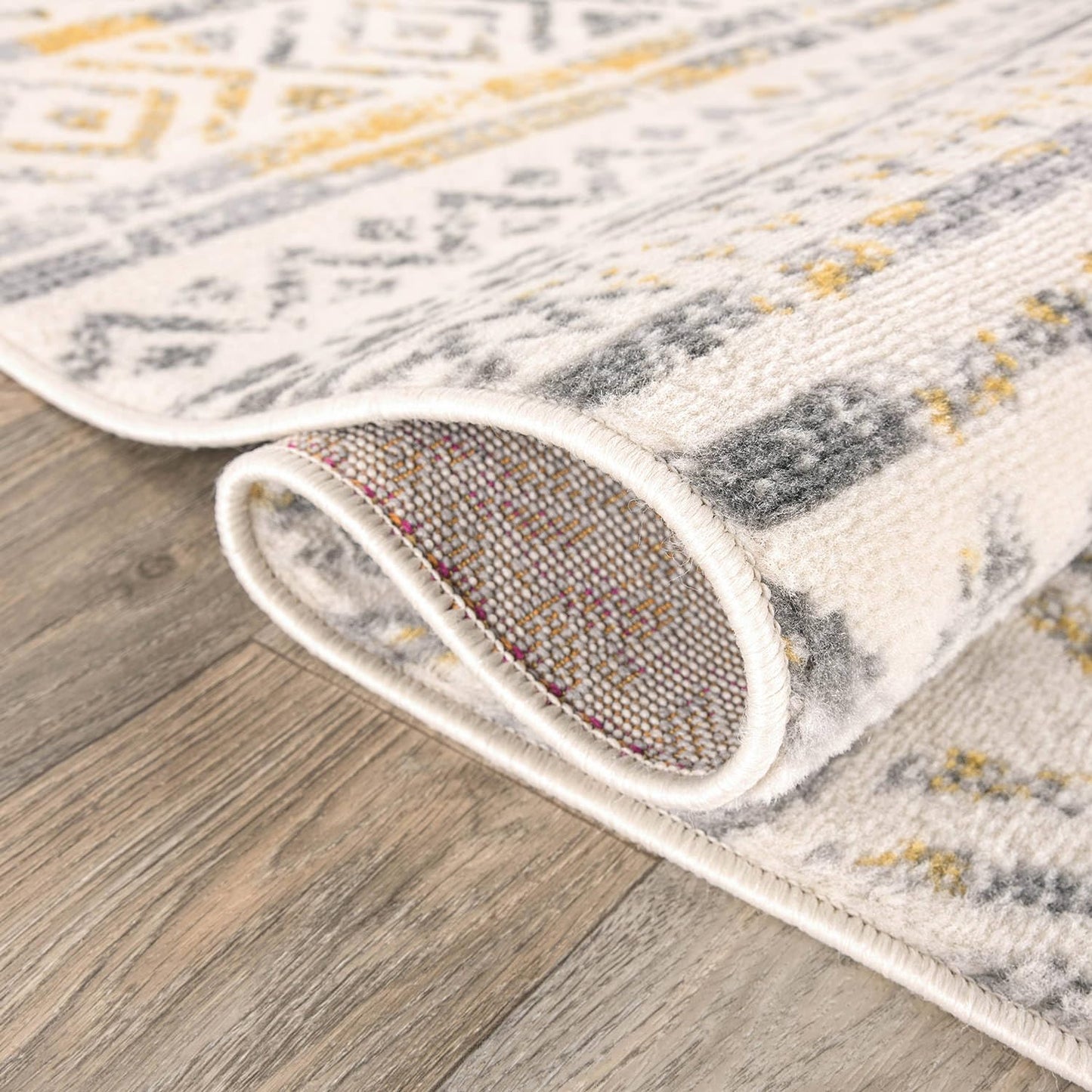 Rugshop Geometric Boho Perfect for high Traffic Areas of Your Living Room,Bedroom,Home Office,Kitchen Area Rug 7'10" x 10' Yellow