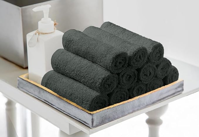 Avalon Towels Cotton Washcloths – Size 12x12 Inches, 100% Ring Spun Cotton