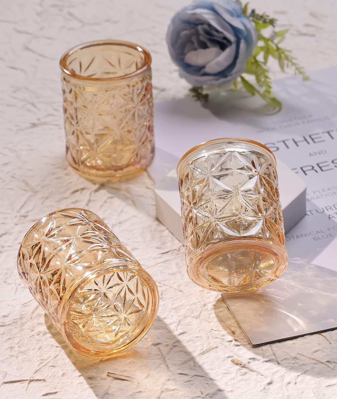 Gold Votive Candle Holders Set of 12, Tea Lights Candle Holders Glass for Wedding Table Centerpieces, Gold Candle Holder for Christmas Party Diwali Centerpieces for Table, Home Party Supplies