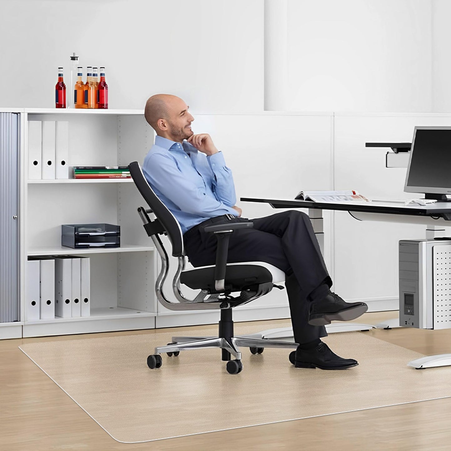 Naturei Office Chair Mat for Hard Floors, 35” x 55” Large Floor Protector Mats, Easy Rolling Desk Chair Mat for Hardwood, Clear, Easy to Clean (Rectangle)