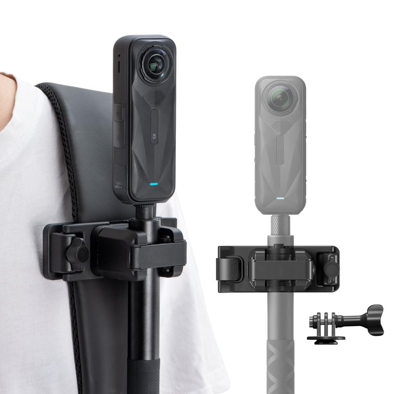 STARTRC VCR Selfie Stick Holster Backpack Strap Clip Mount for Insta 360 X5 X4 Air Go Ultra ACE Pro 2 Ajustable Quick Release for pro Hero 13 12 Max 2 for DJI osmo Nano Action 6 5 Accessories