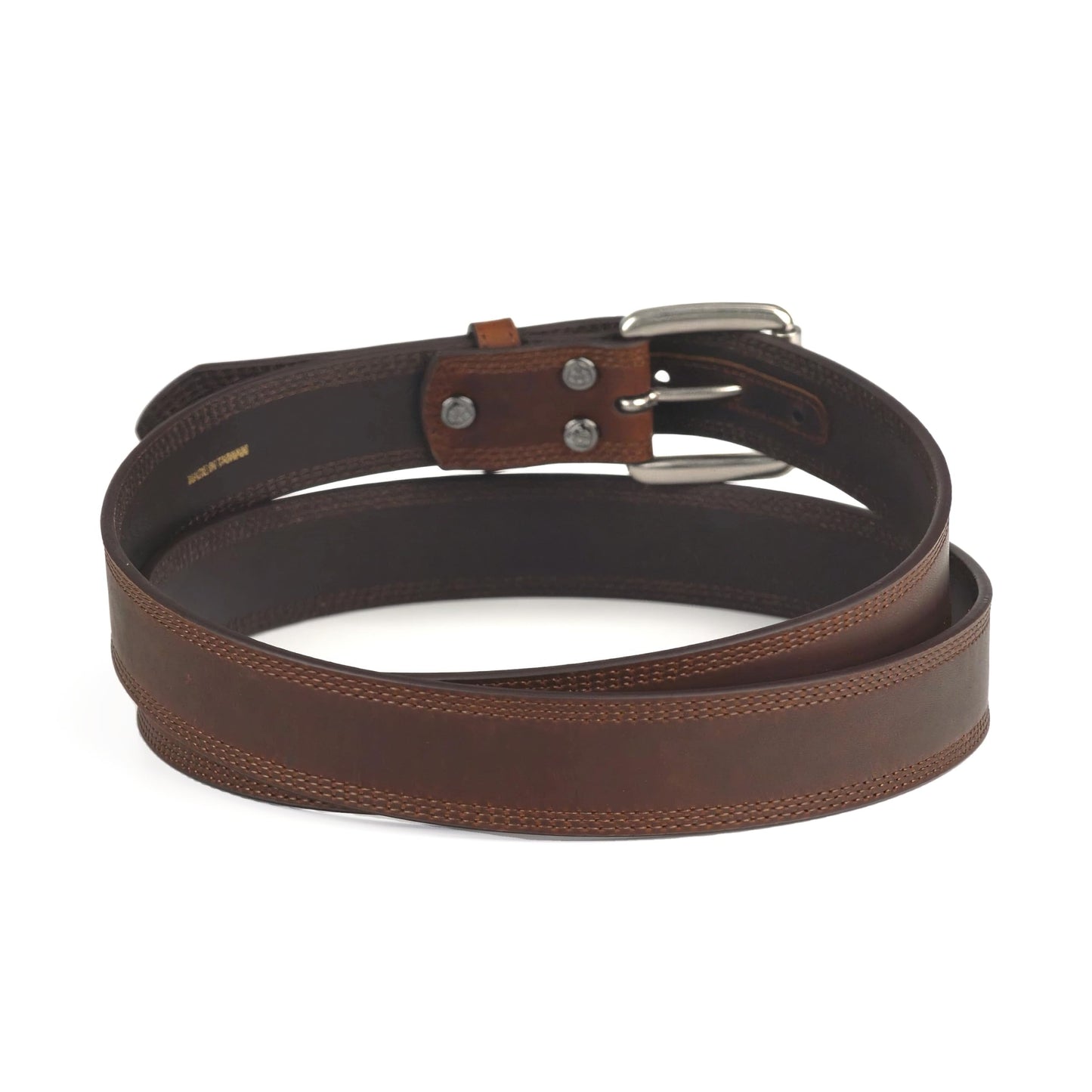 ARIAT Men's Copper Full-Grain Leather Belt with Silver Buckle, 36