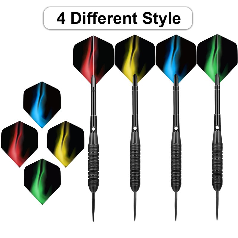WayArrival 12 Pack Steel Tip Darts, 24g Metal Dart Set with Premium Aluminum Shafts and 4 Style PET Flights, Perfect for Beginners & Darts Enthusiasts, Easy to Use, Accurate & Durable