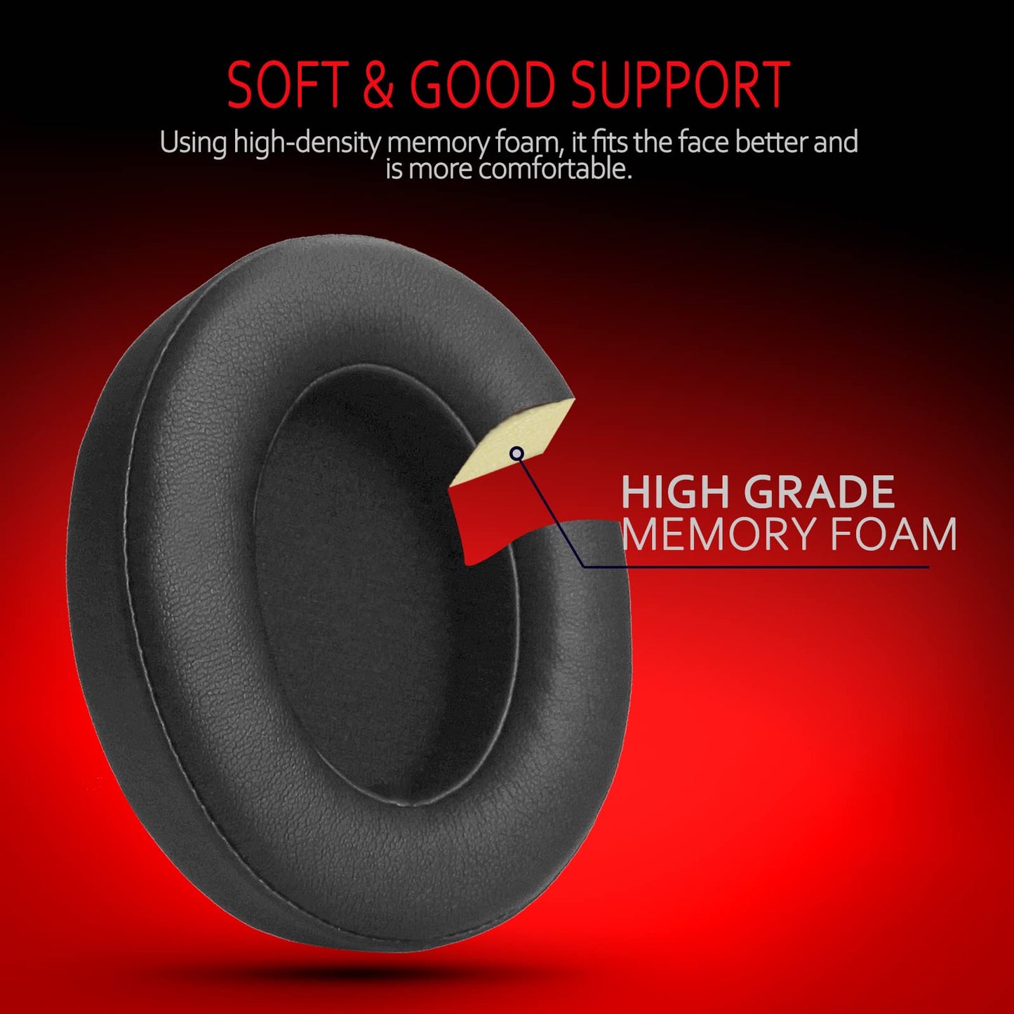 Krone Kalpasmos Replacement Ear Pads for Beats Studio 3 & Studio 2, Upgraded Beats Studio 3 Replacement Parts and Beats Headphones Accessories, Compatible with B0500 B0501 Wired/Wireless Models, Black