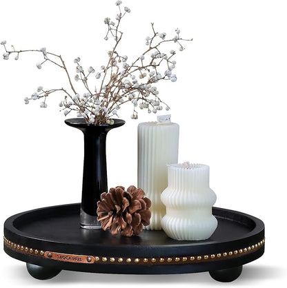 Decor Decorative Round Tray 11.81in for Home Decor for Coffee Table Farmhouse Kitchen Table Living Room Bathroom Centerpiece Tray Decor