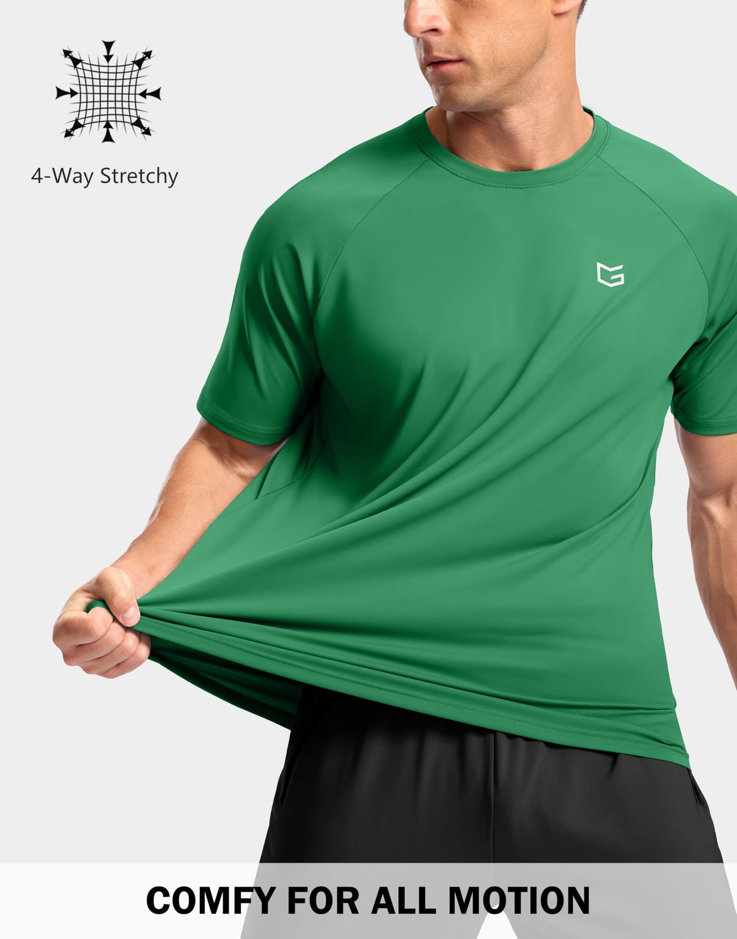 G Gradual Men's Athletic Workout T-Shirts Moisture Wicking Cooling Running Shirts Short Sleeve Performance Tee for Gym Tennis(Green,XXL)