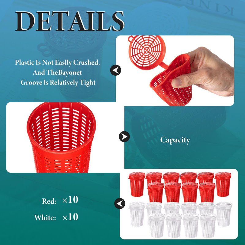 Blushtier 20 Pcs Fishing Bait Cage Trap Fish Lure Feeder Basket Holder Plastic Bait Bucket for Crawfish Minnow Shrimp Earthworm Crab Carp Catfish Traps Cast Net