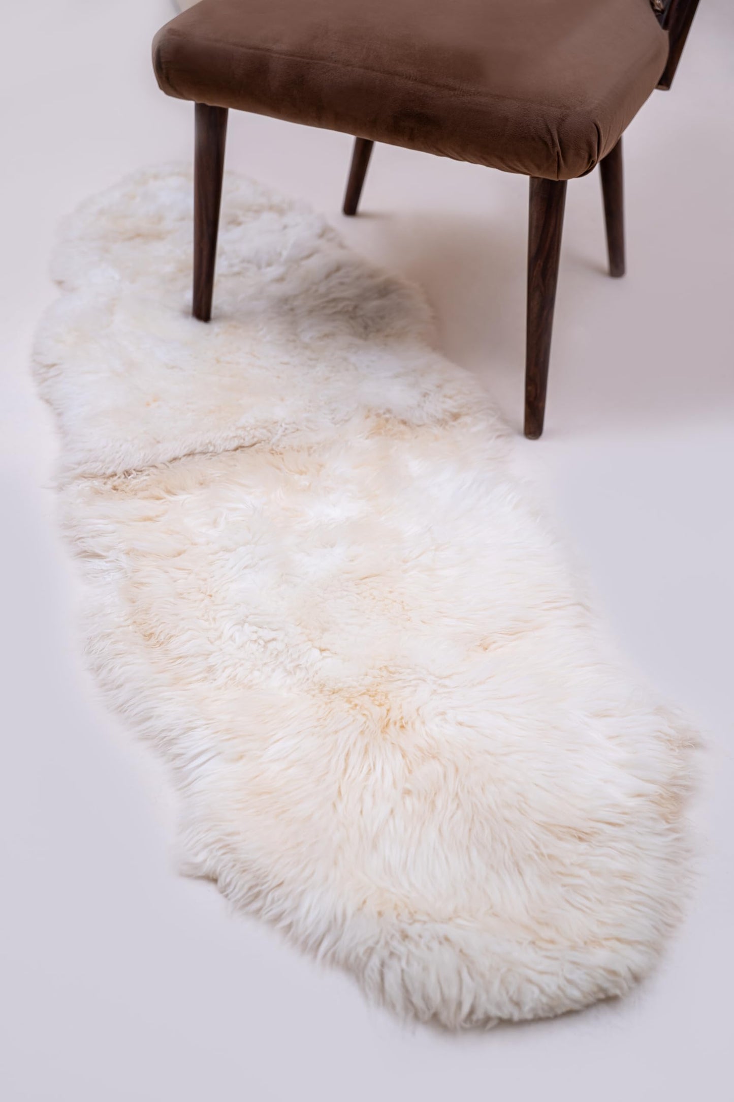 HOUME OAK Sheepskin Runner Rug Real Australian Lambskin Fluffy Ivory 2x6 ft
