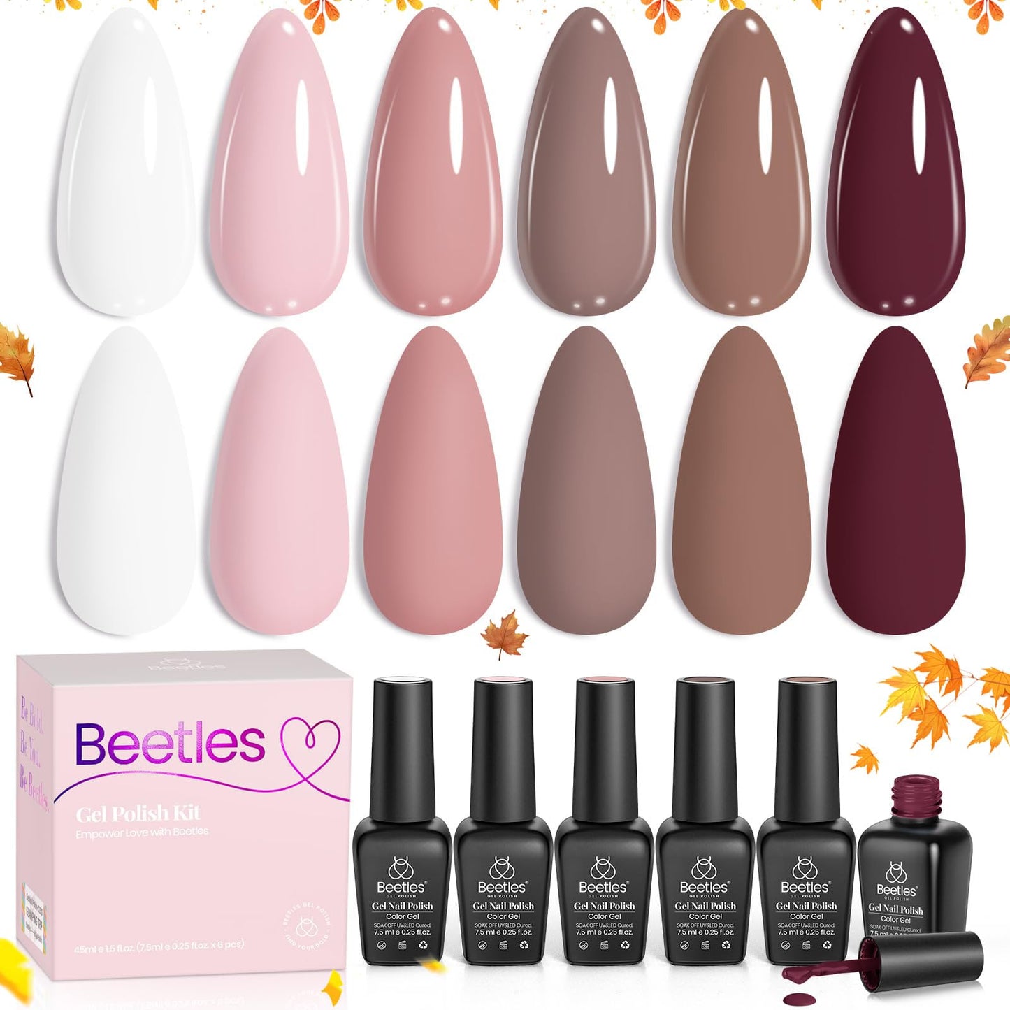 Beetles Cat Eye Gel Nail Polish Set, 6 Summer Colors Pastel Shimmer Glitter Gel Polish Kit Soak Off LED UV Curing Requires Pink Red Blue Orange Green Purple Velvet Gel with Magnet Gift for Women