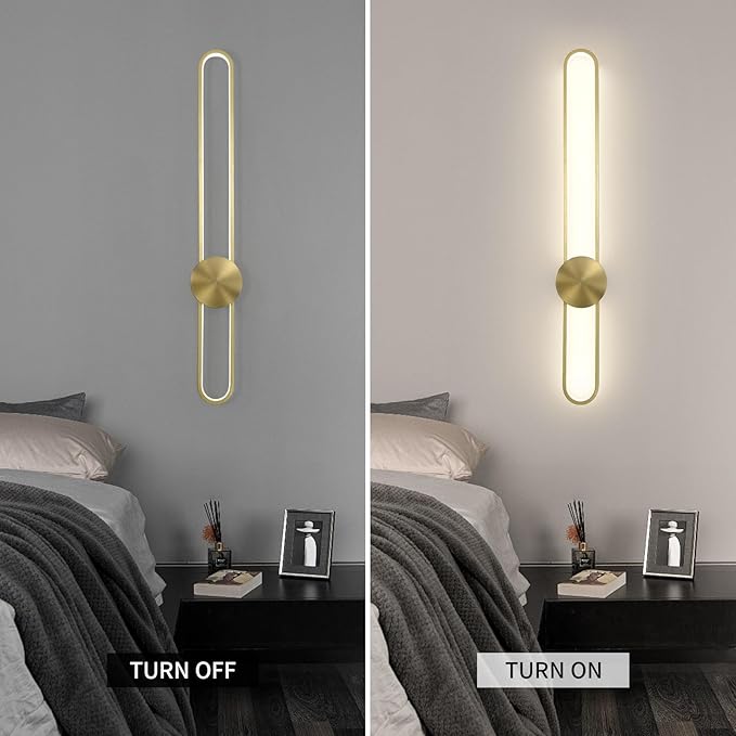 JAYMP Modern Wall Sconce Dimmable LED Wall Light Fixture, Hardwired Wall Lamp for Living Room, Dining Room, Bedroom, Hallway, Lobby, Entryway (Brushed Black, H110cm/43.3inch)