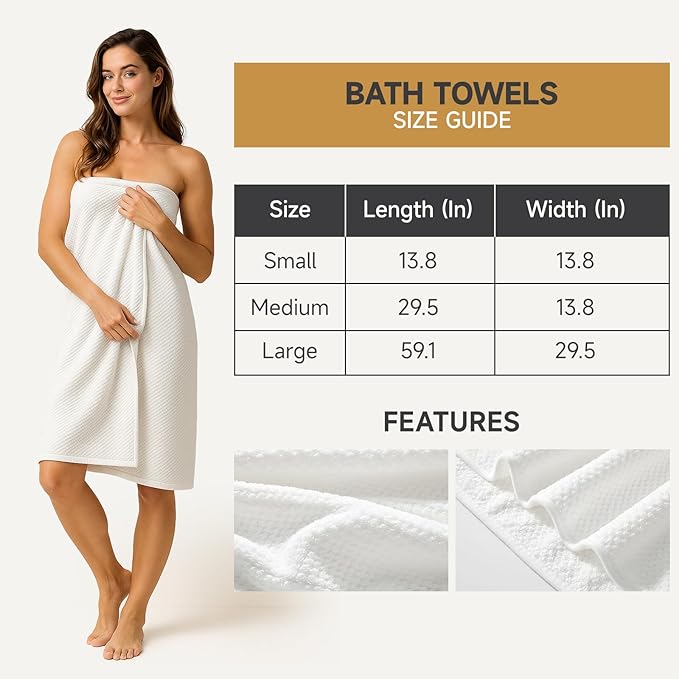 REDKISS Ultra Soft 6 Piece Towel Set, Premium White Towels