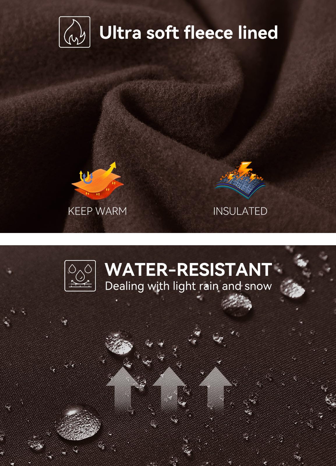 baleaf Women's Fleece Lined Leggings Water Resistant Thermal Winter Warm Tights High Waisted with Pockets Running Gear Dark Brown XS
