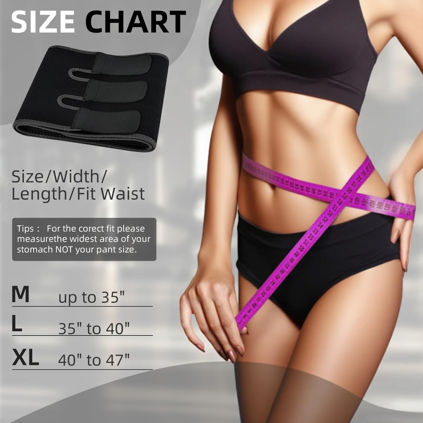 AMZBOSS Waist Trainer for Women Lower Belly Fat, Waist Sweat Band for Women, Belly Band Sweat Belt, Stomach Wrap with Pocket (Black, Medium)