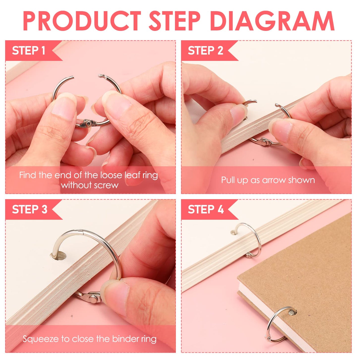 500 Pack Loose Leaf Binder Rings 1 Inch 25 mm Office Book Flashcard Rings Metal for Index Cards Binder Clips for School Home Office Supplies, Silver