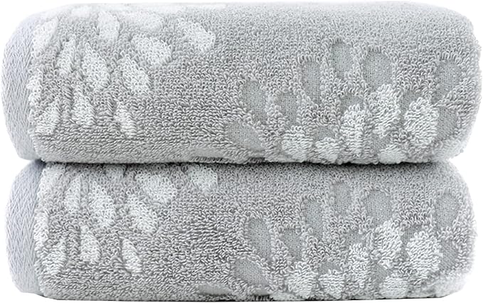 Pidada Hand Towels Set of 2 Hydrangea Floral Pattern 100% Cotton Absorbent Soft