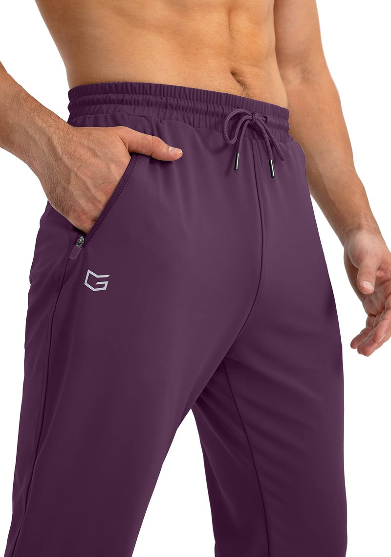 G Gradual Men's Sweatpants with Zipper Pockets Tapered Joggers for Men Athletic Pants for Workout, Jogging, Running (Wine Red, X-Large)
