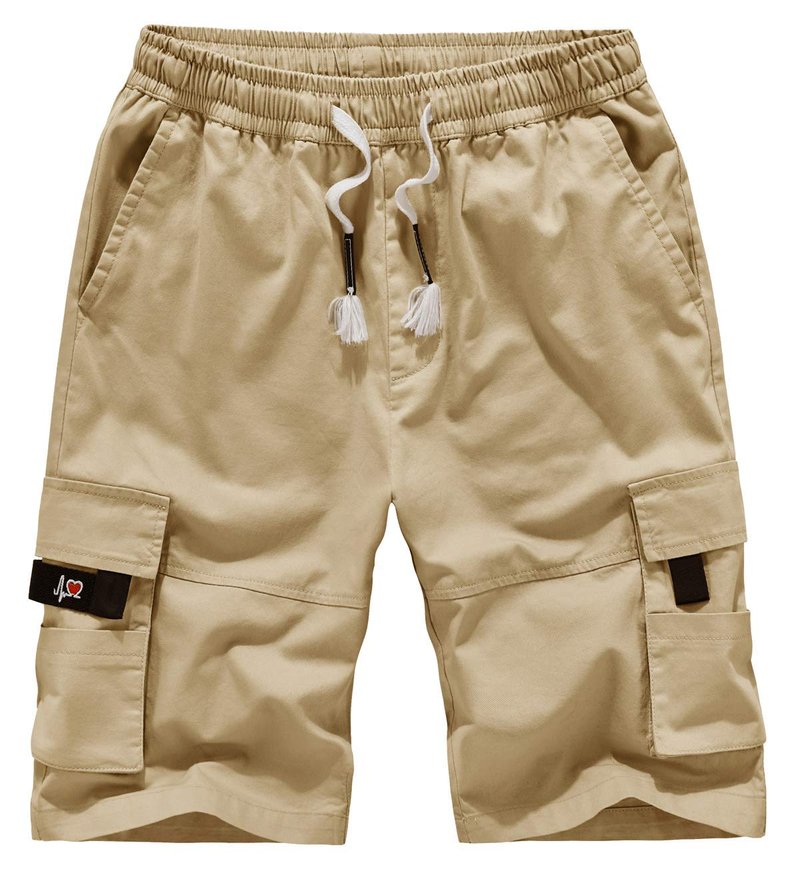 VtuAOL Women's Cargo Shorts Elastic Waist Comfy Cotton Loose Fit Shorts Khaki Asian XL/US 8-10
