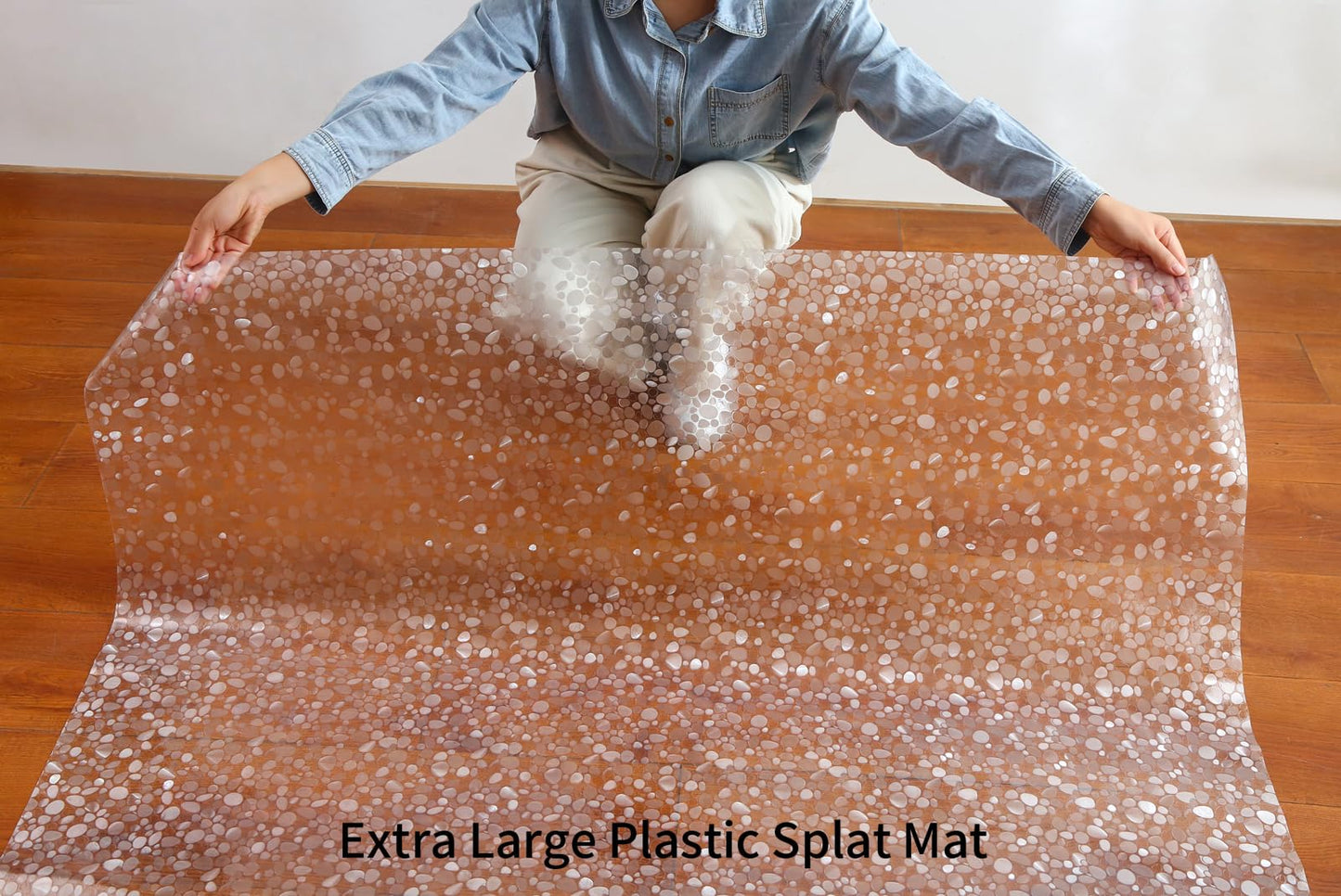 Plastic Splat Mat for Baby, Easy Cleaning Vinyl Floor Mat for Eating Messes, Waterproof High Chair Floor Protector Feeding Cover by MatLeya