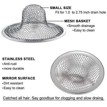 Seatery 2PCS Tub Drain Hair Catcher - 2.75 inch Shower Drain Mesh Strainer, Stainless Steel Shower Bathtub Drain Cover, Bathroom Sink Strainer Filter Basket for Bathroom Sink, Wash Basin Floor Drain