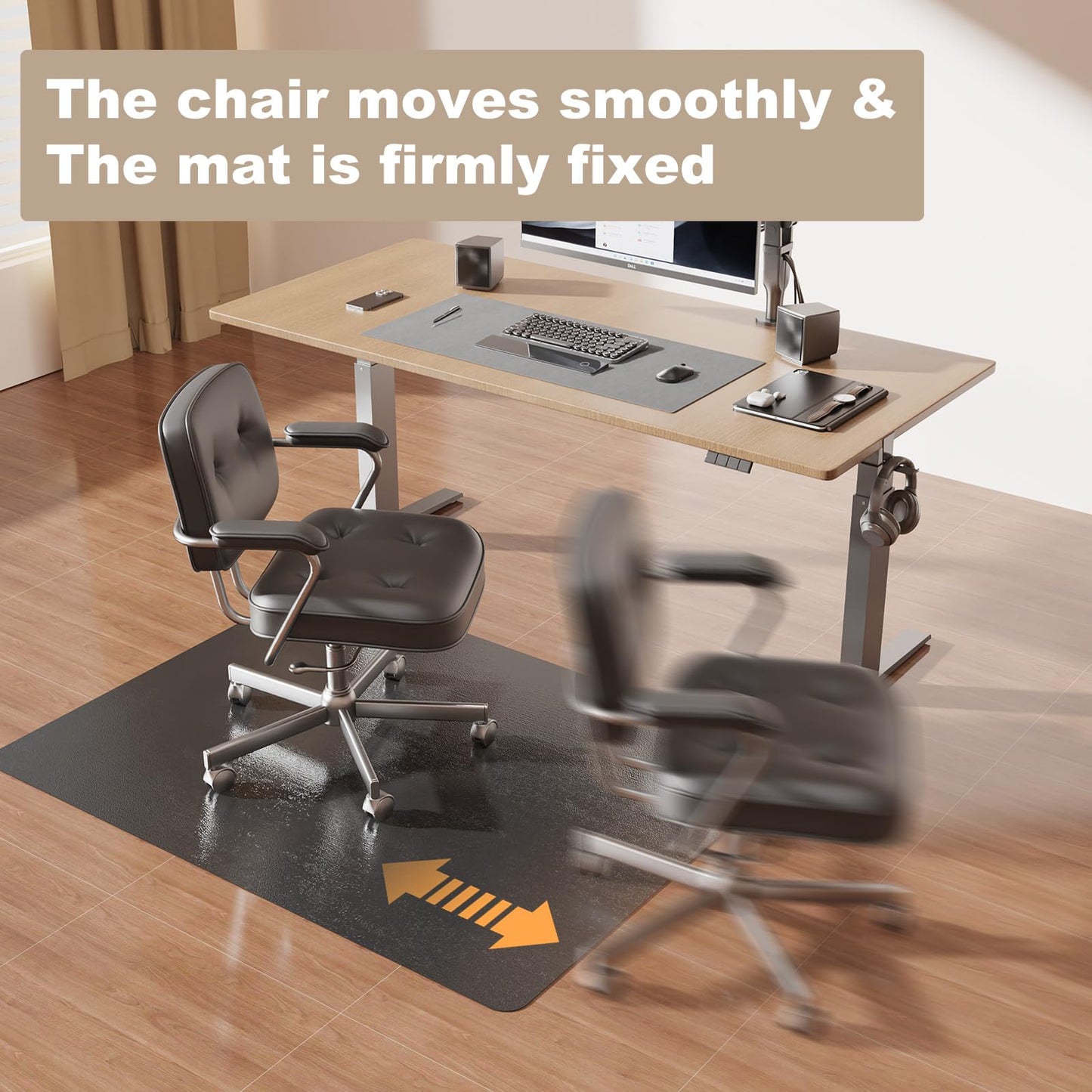 [Thickened to 2.0mm]40"x 50" Office Chair Mat for Hardwood, Vinyl Computer Floor Mat, Anti-Slip Desk Mats for Hardwood, Easy to Clean Office Chair Floor Protector, Durable Rolling Chair Mat