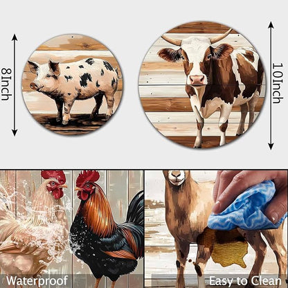 Farm Animal Electric Stove Burner Covers，4 Pack Round Stove Burner Covers，8 Inches and 10 Inches，Gas Stove Burner Covers,Metal Stove Burner Cover，Framhouse Cooktop Decorative，Home Decor,Kitchen Decor