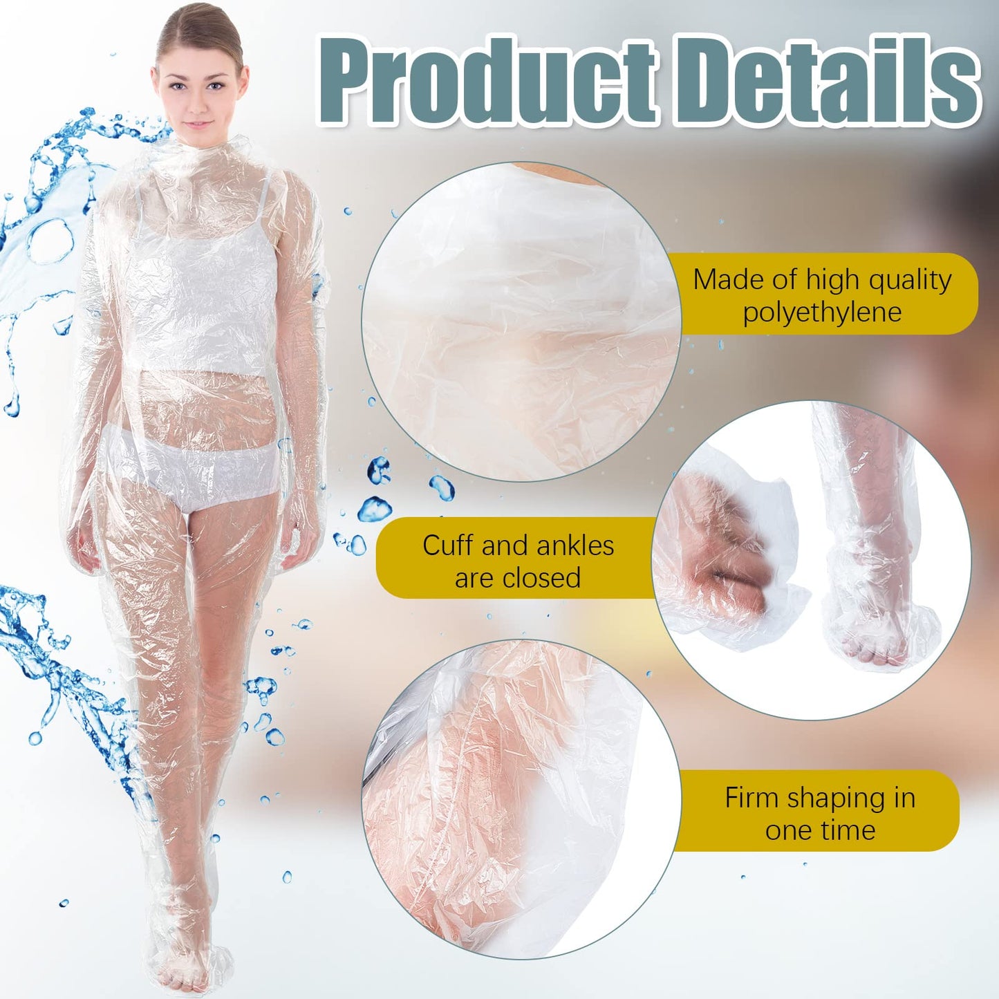 Xtinmee 20 Pcs Disposable Body Wraps PE Sauna Bath Suit Plastic Body Sauna Wrap for Spa Bathtub Men Women Weight Loss Detox