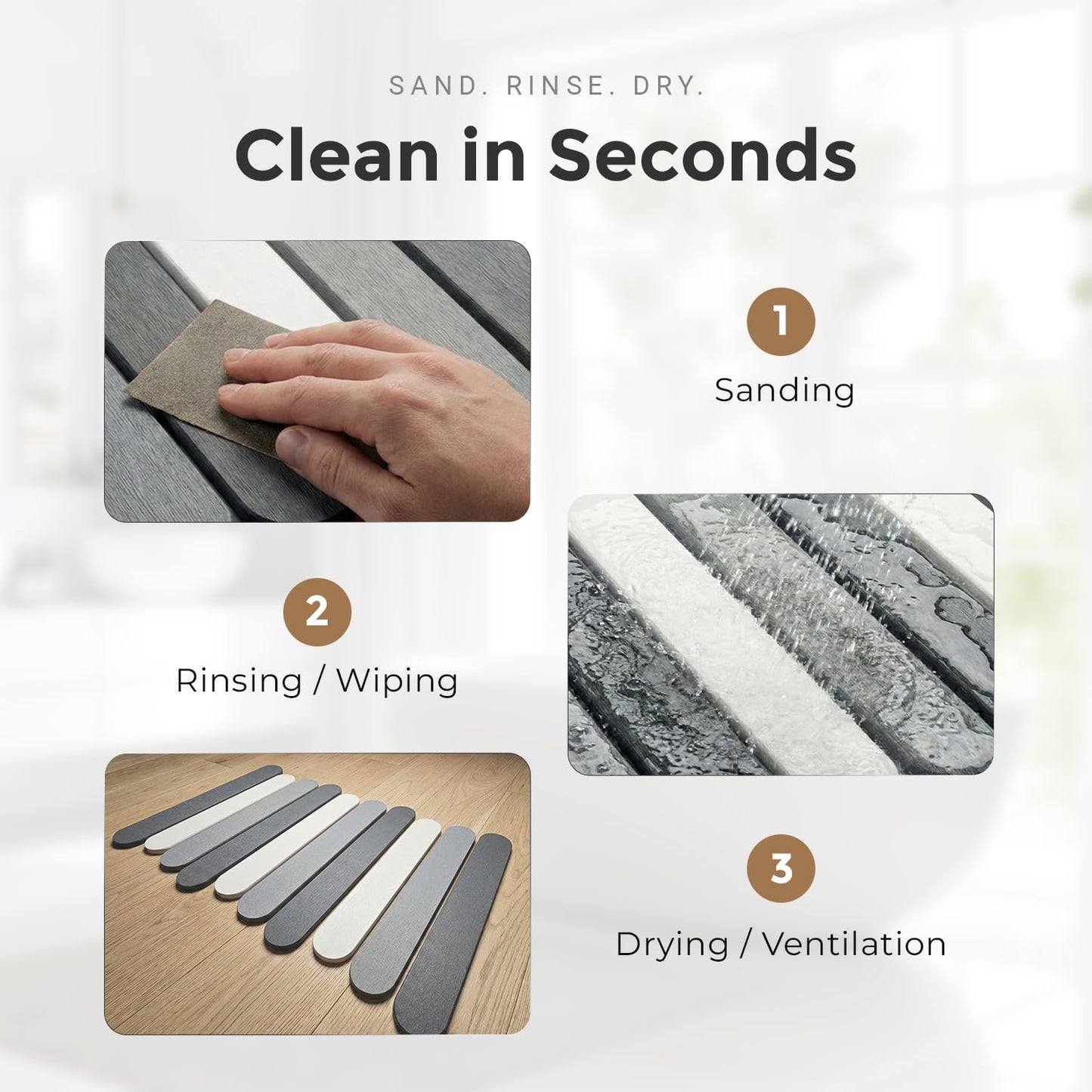 CosyVine Foldable Stone Bath Mats for Bathroom, Super Absorbent Diatomaceous Earth Bath Mats, Quick Drying Non Slip Mat, 23.6 x 15.5 Inch Folding Grey Bath Stone Mat, Easy Storage and Compact.