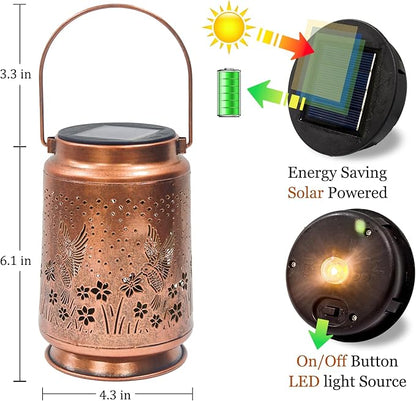 Birthday Gifts for Women Solar Lights Outdoor Waterproof - Unique Garden Decor Hummingbird Solar Lantern, Christmas House Warming Best Friend Gifts Decoration Outside for Yard Lawn