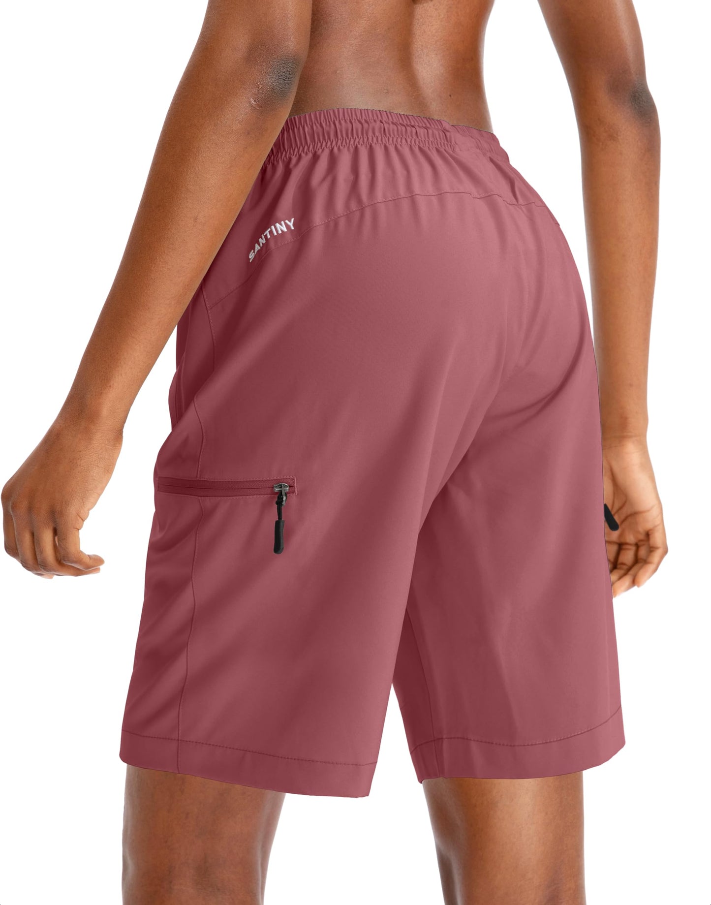 SANTINY Women's 5''/ 7''/9'' Hiking Cargo Shorts Quick Dry Lightweight Summer Shorts for Women Athletic Zipper Pockets(Dusty Pink_M)