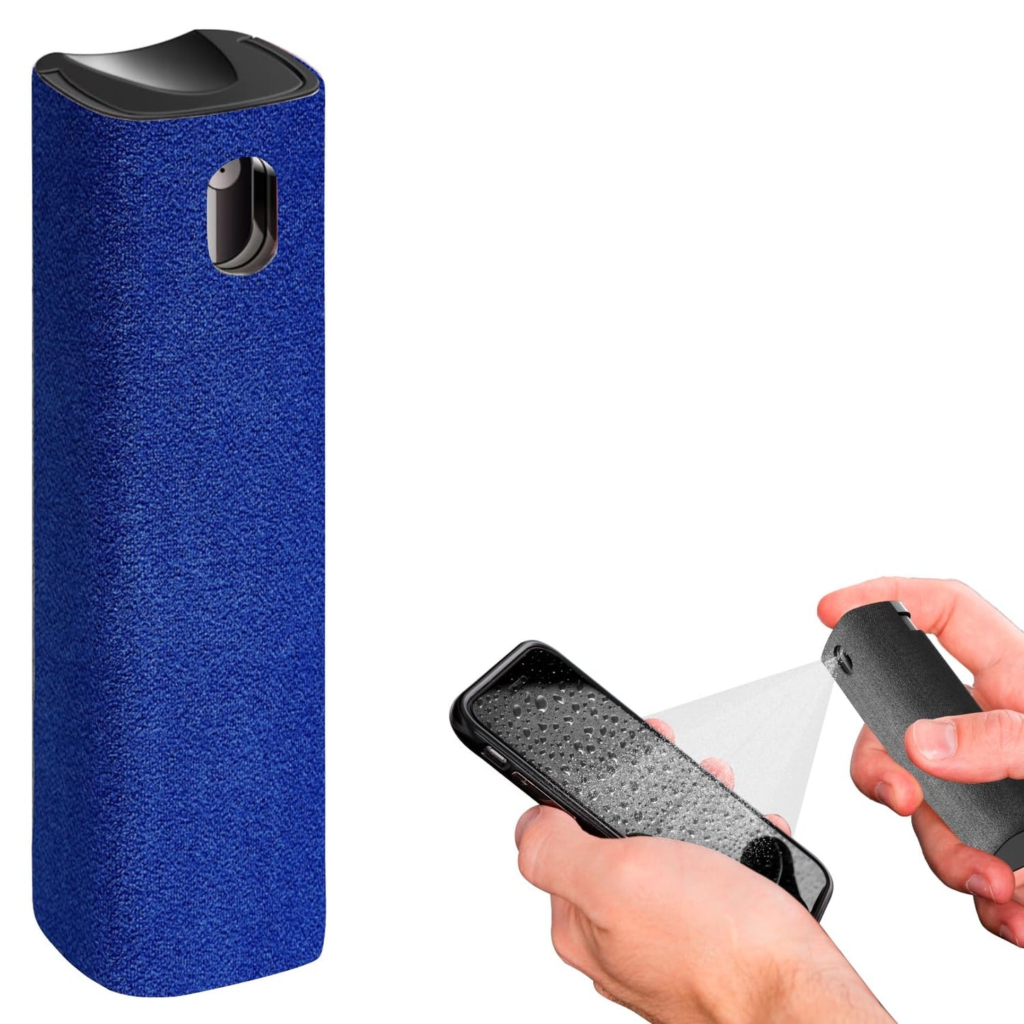 Mini Screen Cleaner Spray – Finger Proof Screen Cleaner for Smartphones, iPads, MacBooks, Laptops, Car Screens, Touchscreens – 3 in1 Mist Cleaner, Microfiber Cloth and Protective Cover (Grey)