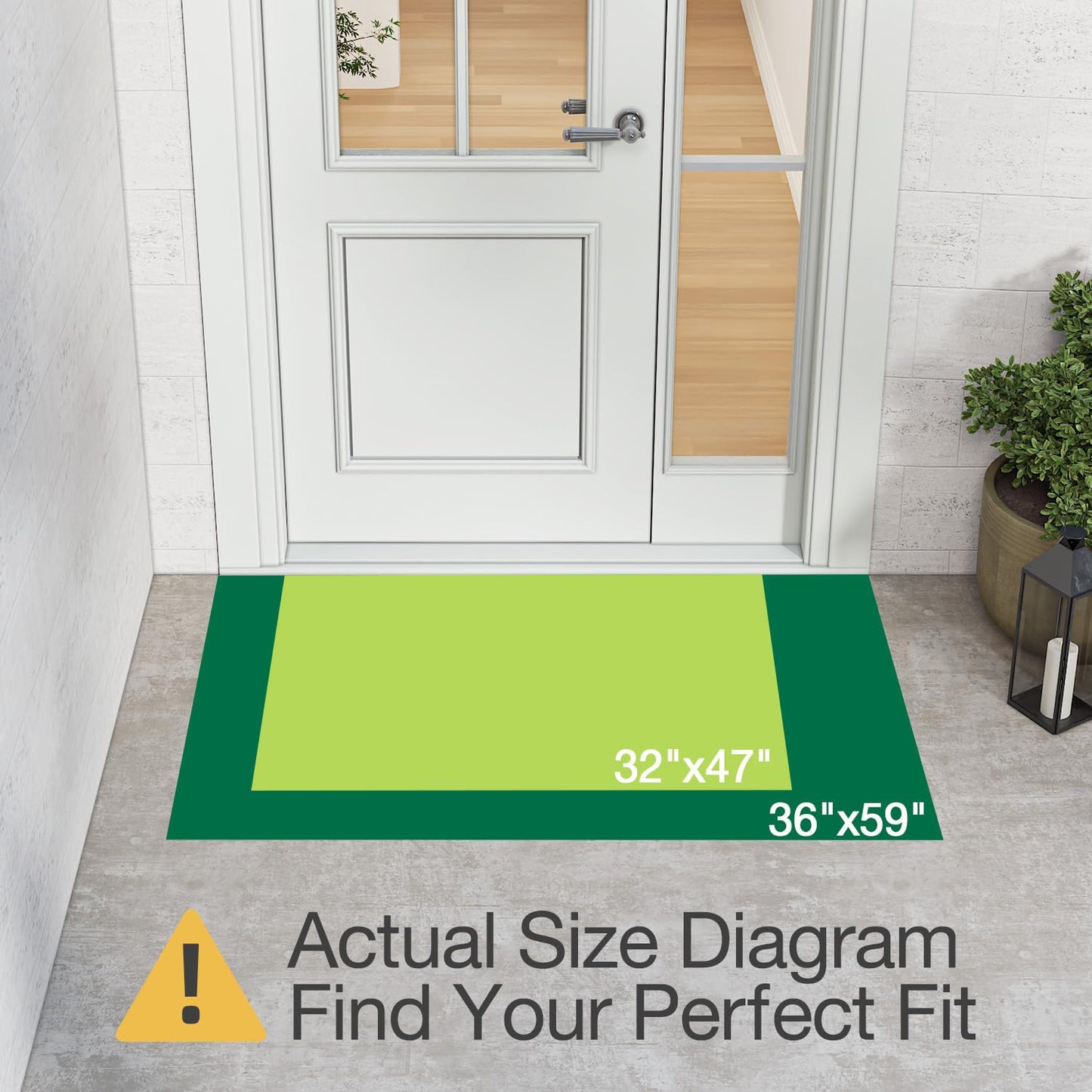 LUMI Outside Welcome Door Mat 32x47, Non Slip Durable Rubber Entrance Doormat, Low Profile Easy Clean Mats for Front Back Door Entryway Porch Garage, Hello
