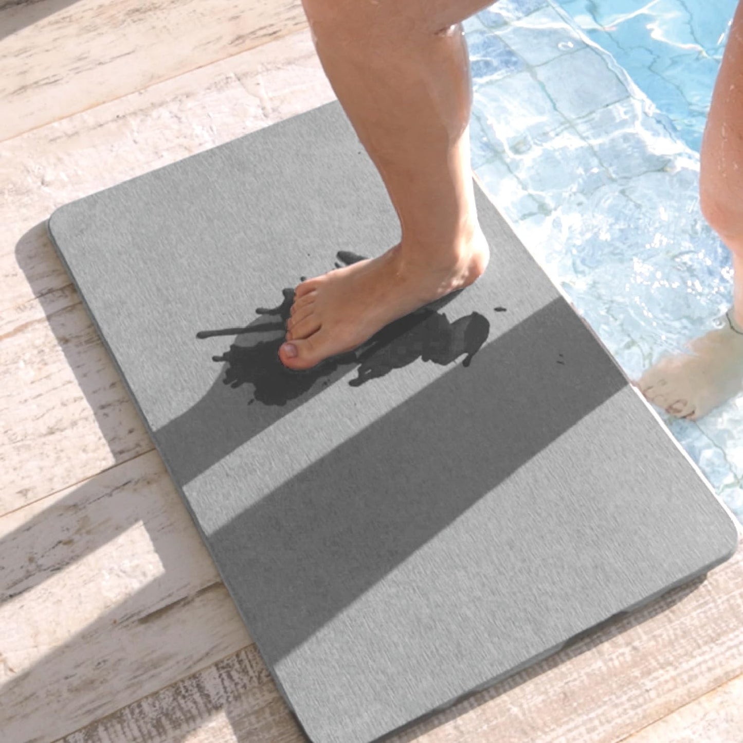 Lyor Stone Bath Mat Diatomaceous Earth – Quick Dry Bathroom Shower Mat, Super Absorbent Non Slip Diatomite Bath Mat, Water Absorbing Stone Mat for Bathroom Floor, Kitchen – Gray, 23.6 x 15.4 in