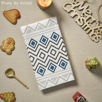 Artoid Mode Blue Grey Stripes Home Sweet Home Boho Winter Kitchen Towels Dish