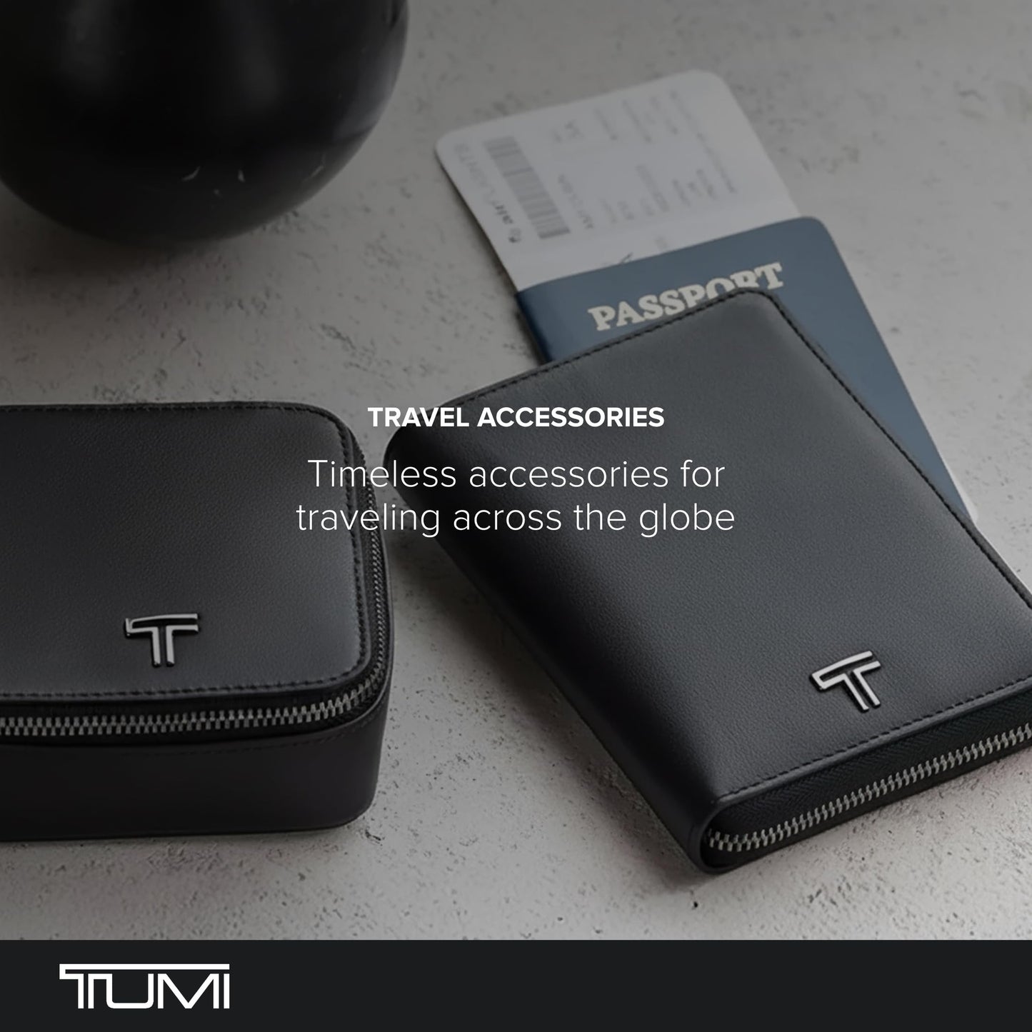 TUMI - Belden Airpods Charm - Men's and Women's Premium Leather Earbud Case - Black Studded
