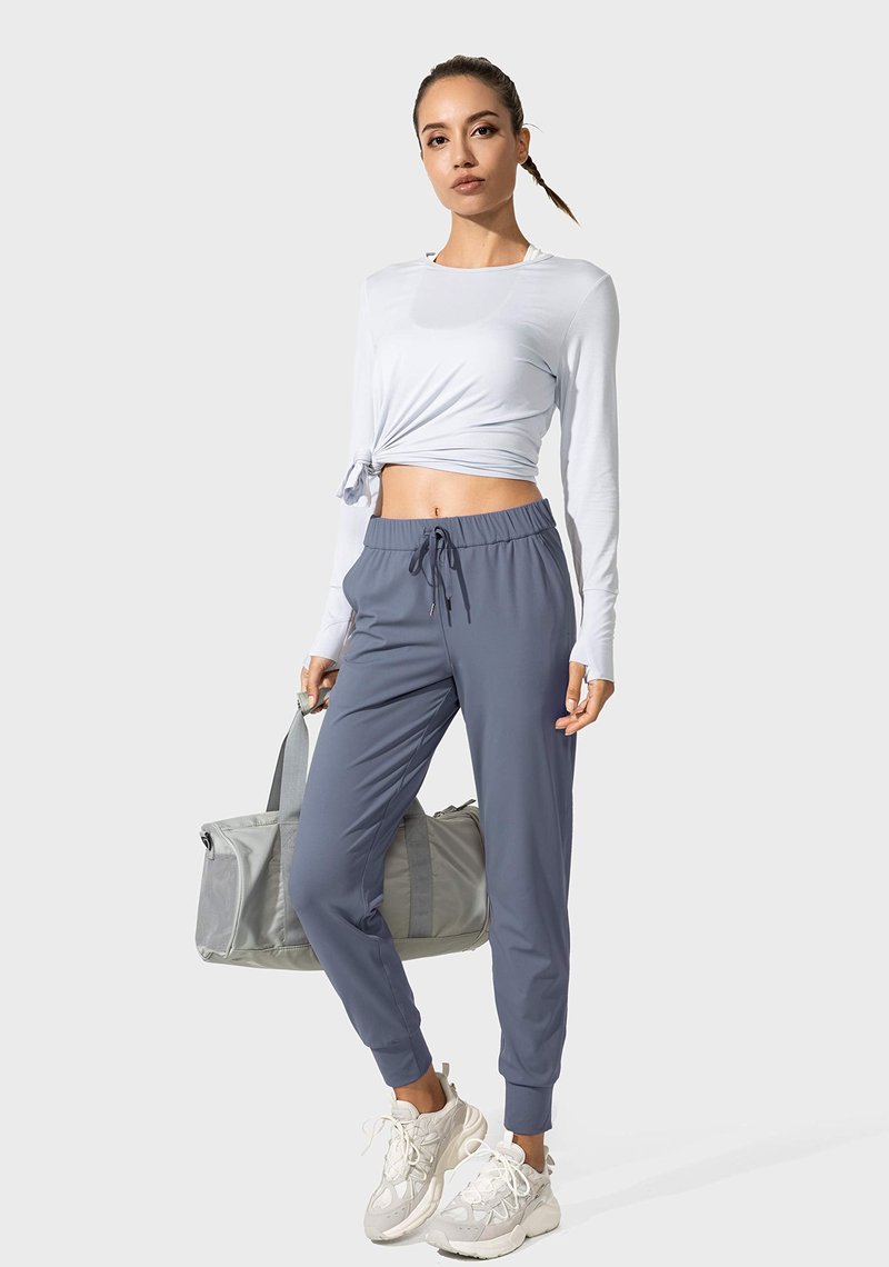 SANTINY Women's Joggers Pants Pockets Drawstring Running Sweatpants for Women Lounge Workout Jogging(Dusty Blue_XXL)