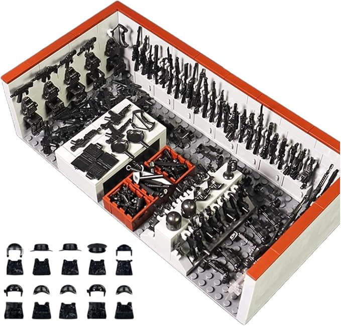 ELEFOCUS WW2 Military Base Building Blocks Set – 520 PCS Army Weapons Pack with SWAT Gear Miniguns Custom Guns and 10 Soldier Figures – Kids Army Playset Compatible with Major Brands