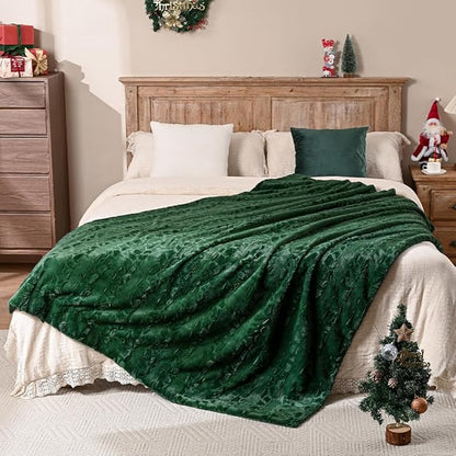 Krifey Oversized Faux Fur Blanket, Super Soft Cozy Blanket, Luxury Fluffy Throw Blanket Fuzzy Bed Throw, Plush for Women, Dark Green, 60" x 80"