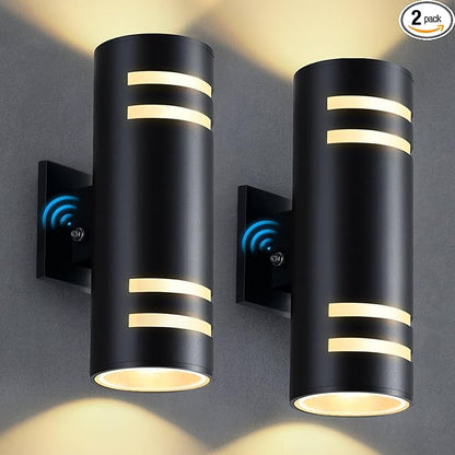 Dusk to Dawn Outdoor Lighting 2 Pack, Modern Outdoor Wall Lights Black Exterior Lighting Fixtures Wall Mount with E26 Base, Waterproof Outside Sconce Lights for House Porch, Bulbs Include