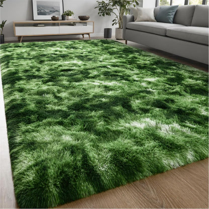 Larhom Nuttumico Fluffy Modern Area Rugs for Living Room Bedroom, 4x6 Feet Plush High Pile Dark Green Rug for Kids Girls Room Nursery Home Decor, Upgrade Non-Slip Girls Bedroom Soft Indoor Rug